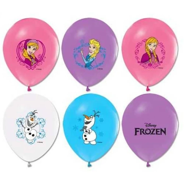 Frozen Baskılı Pastel Renkli Balon 8 Adet