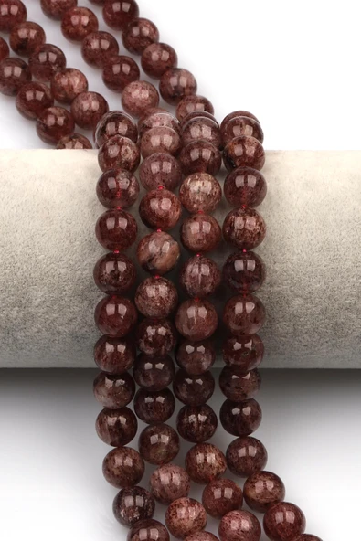 Çilek Kuvars (A Kalite) Doğal Taş Dizi 10 mm Küre Kesim