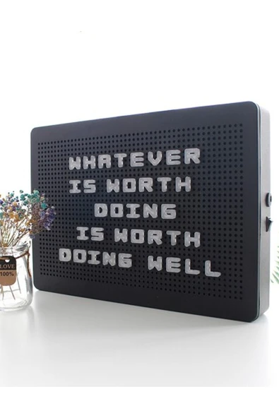 Yazı Panosu 63 Harfli Işıklı Yazı Panosu 21x14 Cm Letter Board Duvar Monte Aparatlı Pegboard