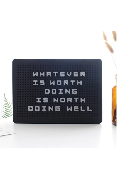 63 Harfli Işıklı Yazı Panosu – 21x14 cm Letter Board, Duvar Monte Aparatlı Pegboard, Dekoratif - 3