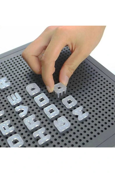 63 Harfli Işıklı Yazı Panosu – 21x14 cm Letter Board, Duvar Monte Aparatlı Pegboard, Dekoratif - 2