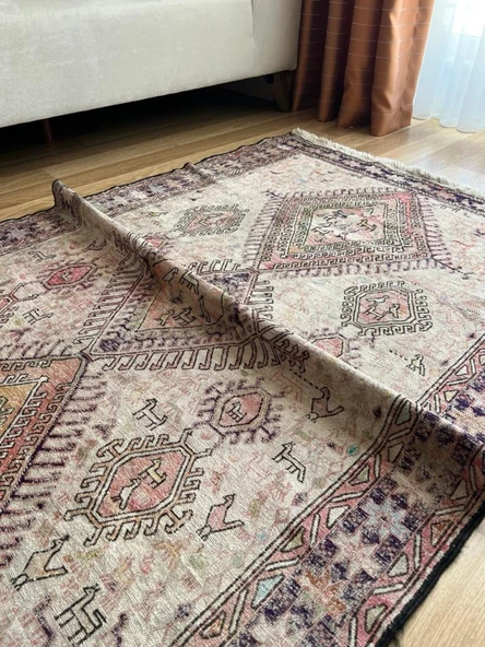 110x185 cm Bohem Stili Türk Kilim, Hayvan Desenli El Dokuma Kilim, Harika Kondisyonlu Ev & Ofis Kilim - 6