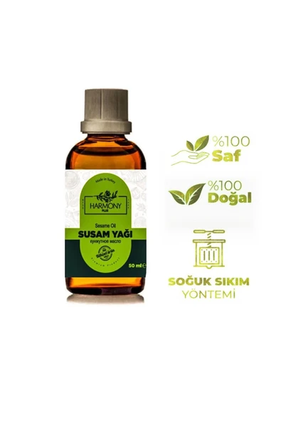 HARMONYPLUS Susam Yağı Soğuk Sıkım 50 ml %100 Saf ve Doğal Sesame Carrier Oil