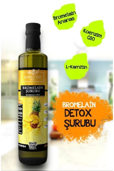 HARMONYPLUS Bromelain Detox Şurubu 250 ml Ananas Içeren Bromelain Şurubu (KOENZİM Q10 VE L-KARNİTİN ILAVELİ)