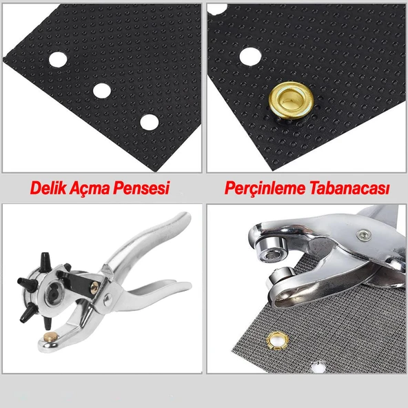 Perçin Perçinleme Kemer Deri Delme Pensesi Metal 2'li Set 6 Farklı Boyutta Delici Delik Açıcı - 2