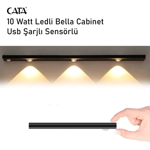 Cata 10W Led'li Mutfak ve Dolap İçi 3 Renk Mod'lu USB Şarjlı Sensörlü Armatür CT-2464