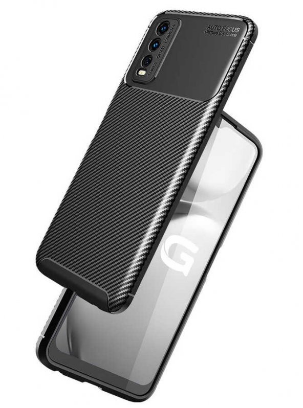 Vivo Y20S Kılıf Zore Negro Karbon Tasarım Silikon Kılıf - 8