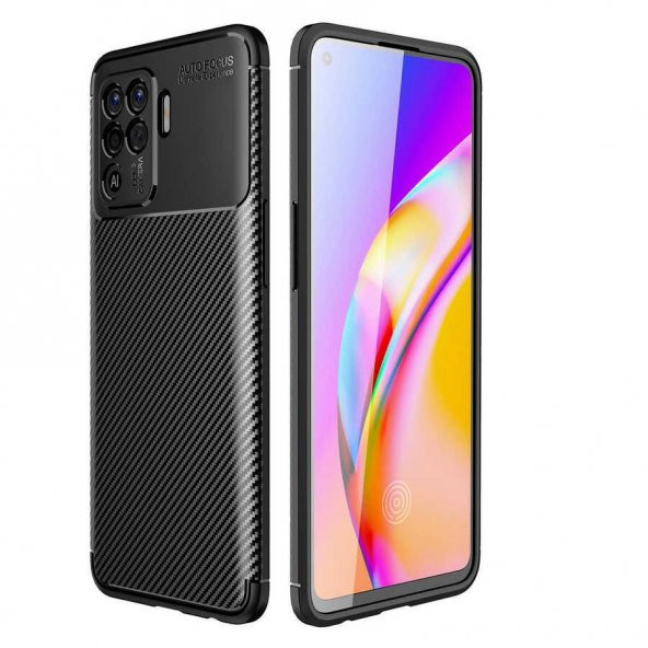 Oppo Reno 5 Lite Kılıf Zore Negro Karbon Tasarım Silikon Kılıf