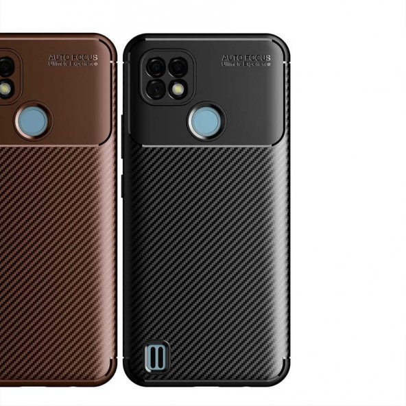 Realme C21 Kılıf Zore Negro Karbon Tasarım Silikon Kılıf - Resim 6