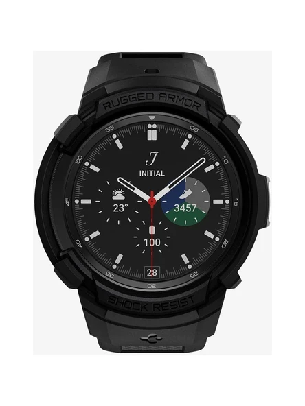 Spigen Galaxy Watch 4 Classic (46mm) Kılıf & Kordon Kayış Rugged Armor Pro Black - ACS03832 KUTU HASARLI