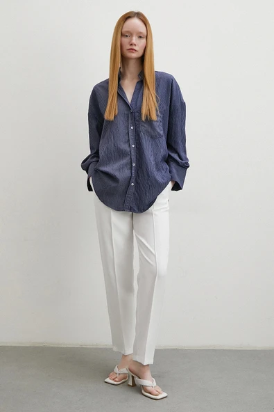 Cepli Çizgili Gömlek Lacivert ürün görseli 1