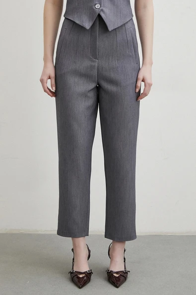 Önü Pensli Skinny Kumaş Pantolon Antirasit - Resim 4