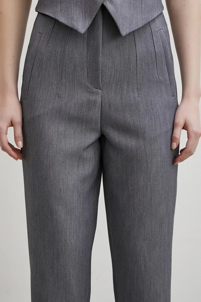 Önü Pensli Skinny Kumaş Pantolon Antirasit - Resim 5