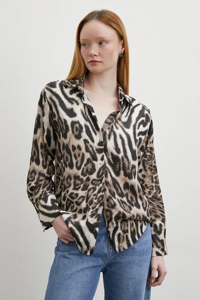 Americano Desenli Gömlek Siyah - Resim 3