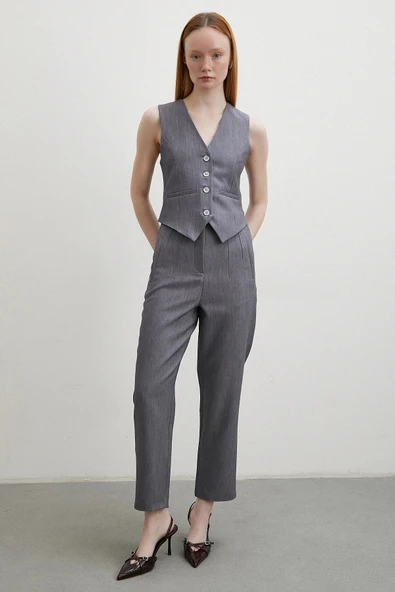 Önü Pensli Skinny Kumaş Pantolon Antirasit ürün görseli