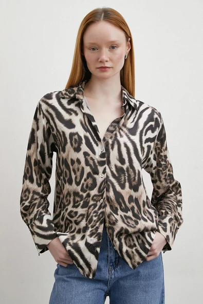 Americano Desenli Gömlek Siyah - Resim 2