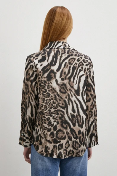 Americano Desenli Gömlek Siyah - Resim 6