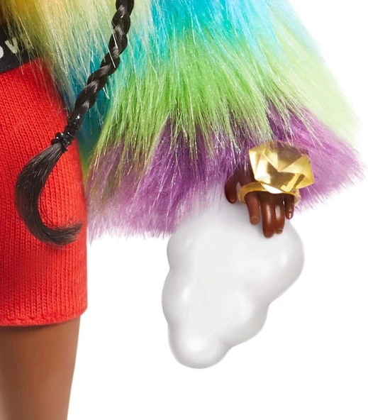 Barbie Extra Gökkuşağı Renkli Ceketli Bebek GVR04 - 5