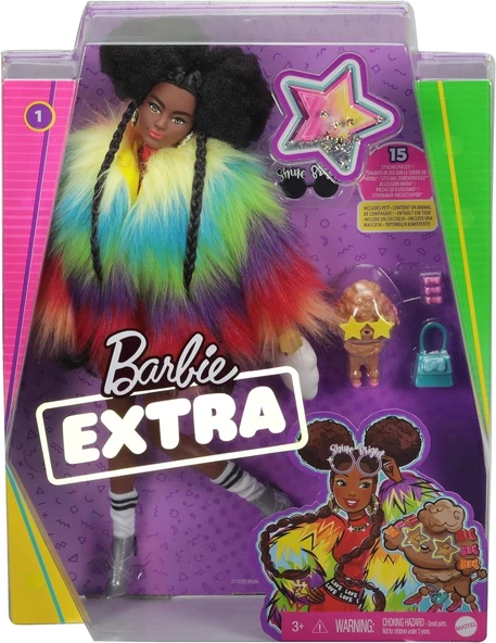 Barbie Extra Gökkuşağı Renkli Ceketli Bebek GVR04 - 6