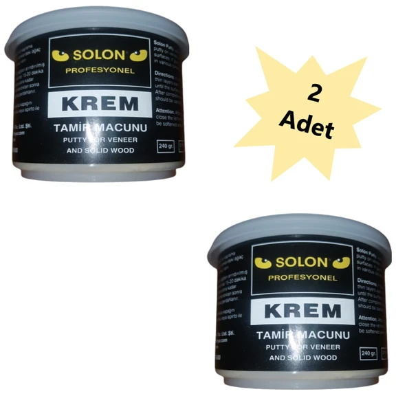 2 Adet Çok Amaçlı Ahşap Parke Masa Sehpa Çizik Çok Amaçlı Tamir Dolgu Macunu Krem 240 Gr