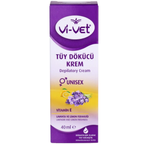 Vİ-VET TÜY DÖKÜCÜ KREM 40ML VİTAMİN E UNİSEX LAVANTA VE LİMON FERAHLIĞI ürün görseli 1