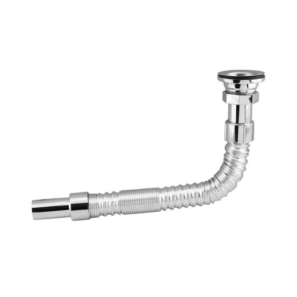 Standart Lavabo Evye Sifonu Uzun Plastik Körüklü Kıvrılabilir 33-80 cm Uzayabilir Krom Renk - 5