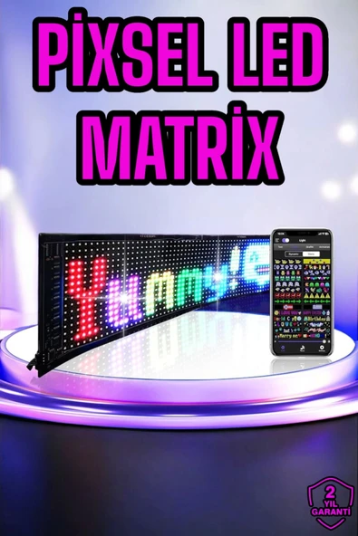 Piksel Led Matrix RGB Işıklı Led Yazılı Bluetooth Bağlantılı