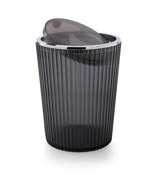 Primanova Nely Şeffaf Siyah Plastik Kapaklı Çöp Kovası - 2