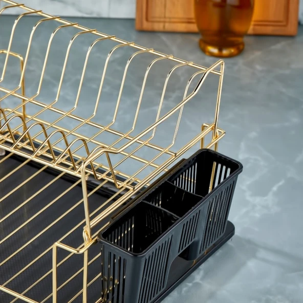 Cooker CKR2927 36x30 Cm 2 Katlı Metal Bulaşıklık - Gold - 4