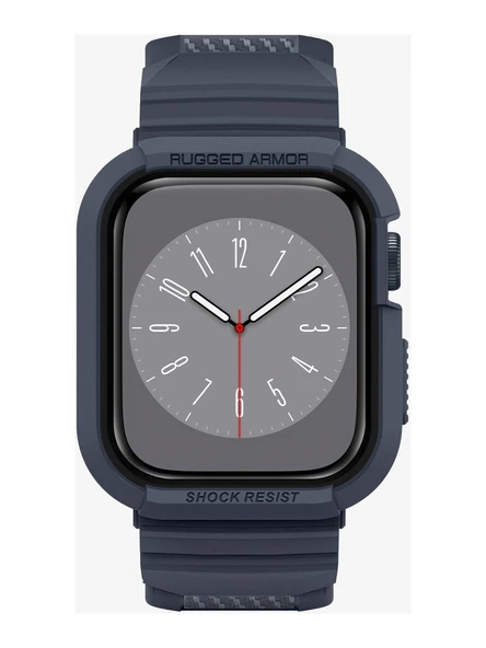 Spigen Apple Watch 45mm (Seri 9/8/7) Kılıf & Kordon Kayış Rugged Armor Pro Charcoal Gray - ACS00819 KUTU  HASARLI