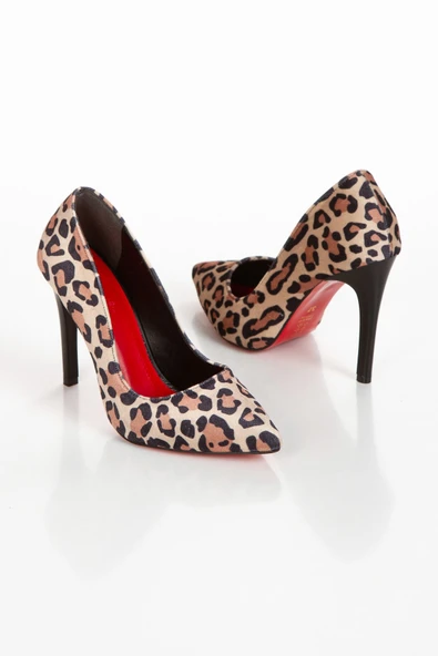 Luana Leopar Kadın Garantili Şık Rahat Taban Sivri Burunlu Yüksek Topuklu Ayakkabı LUANA-1471 - 4