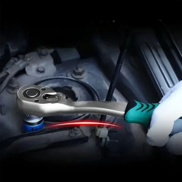 Krom Vanadyum Çelik 24 Dişli Kauçuk Saplı Cırcır Anahtarı 26 cm - 2