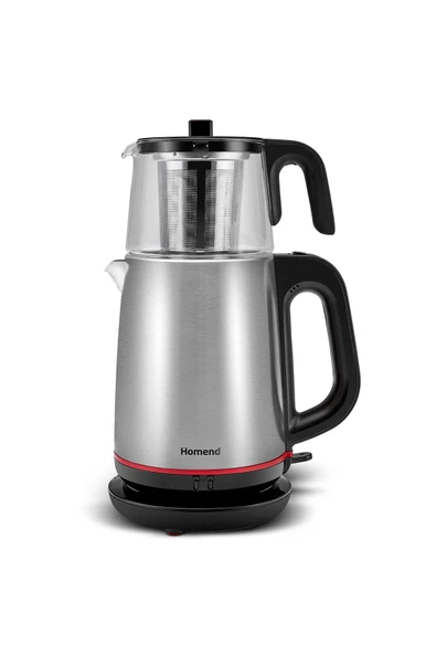 HOMEND Royaltea 1750H Cam Demlikli Inox Siyah Çay Makinesi