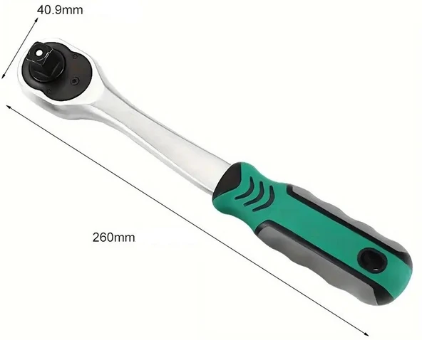 Krom Vanadyum Çelik 24 Dişli Kauçuk Saplı Cırcır Anahtarı 26 cm - 4