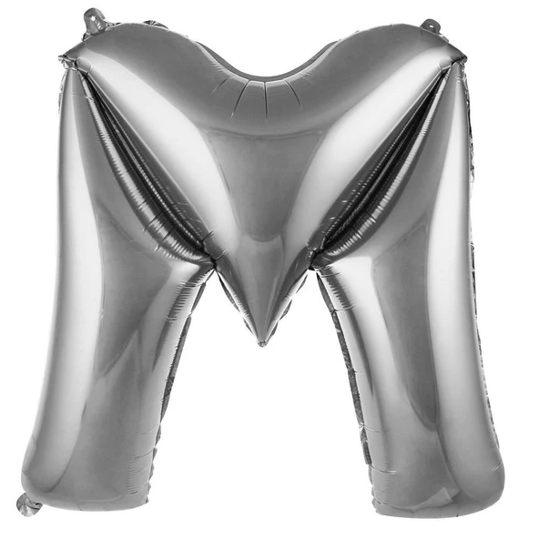 Folyo Balon 76cm Harf Gümüş "M" - 1