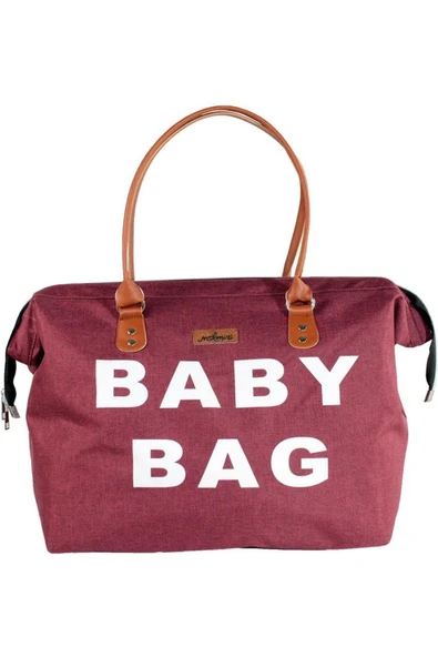 Molmini Anne Bebek Çantası, Bebek Bakım Çantası, Bebek Çantası, Mommy Bag, Baby Bag Keten Bordo