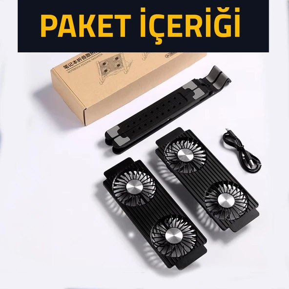 UpWay UpWay 3600RPM 4 Turbo Fanlı 7 Kademe Yükseklik Ayarlı Led Işıklı Soğutuculu Katlanabilir Dizüstü Laptop Standı - 9