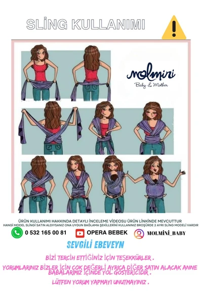 Molmini Premium Sling Pamuklu Esnek Wrap Kanguru Anakucağı Taşıma - 2