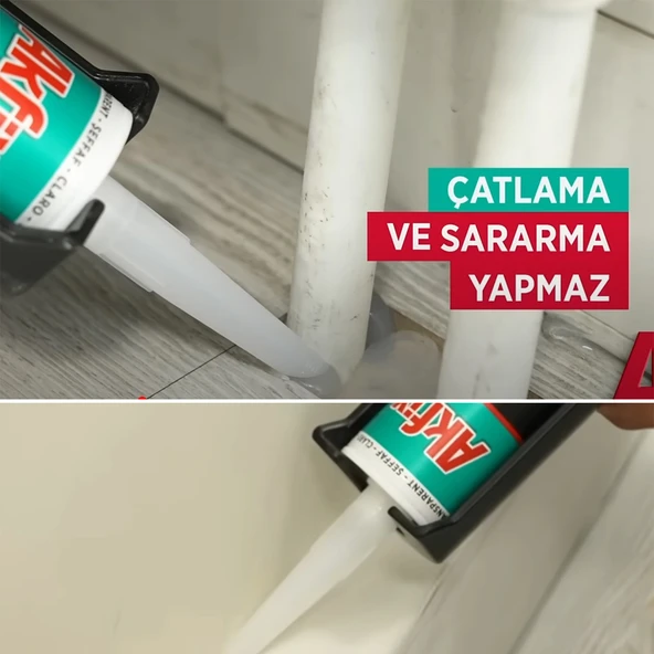 Genel Amaçlı Silikon Yapıştırma Sızıntı Önleyici Dolgu Silikonu 280 gr 1 Adet Akfix 1100E ŞEFFAF - 4