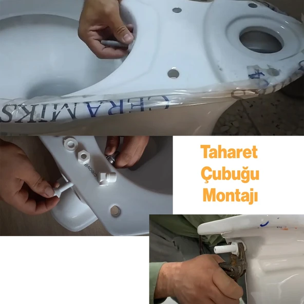 Klozet Tuvalet Taharet Çubuğu Uzun 32 cm Plastik Borulu Ayarlanabilir Kısaltılabilir U Tipli Montaj - 3