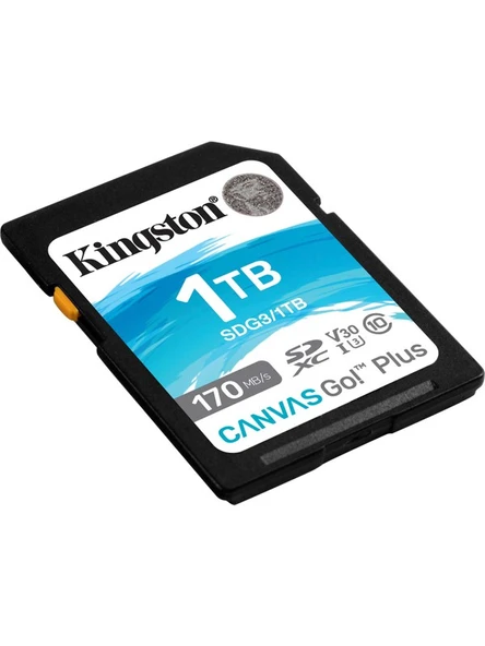 Kingston Canvas Go! Plus 1tb Sd Class 10 Uhs-I U3 V30 Hafıza Kartı 170MB/S’YE Varan Okuma, 90MB/S’YE Varan Yazma Sdg3/1tb