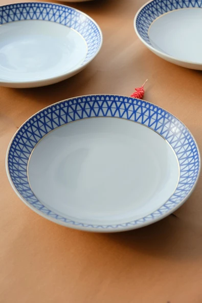 Kütahya Porselen Cool Gold Altın Yaldızlı Çukur Tabak 22cm 6 Kişilik 6 Parça - 5
