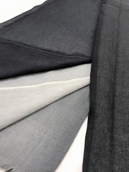 Gri Siyah Renk Geçişli %100 Pamuk Şal 90x190 cm - 3