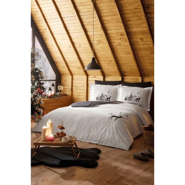 ÖZDİLEK NATURALEZA(OZEL) ÇİFT KİŞİLİK NEVRESİM TAKIMI GRİ - 2