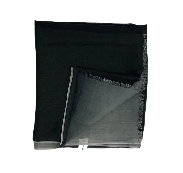 Gri Siyah Renk Geçişli %100 Pamuk Şal 90x190 cm - 5