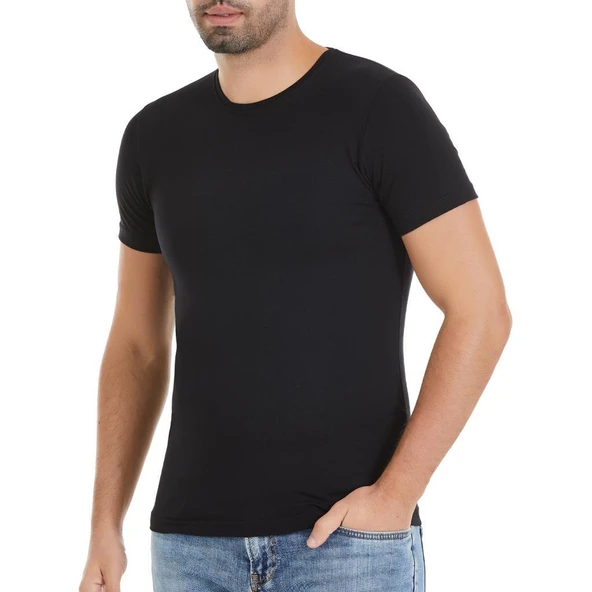 3 Adet Yıldız Erkek Modal Kısa Kollu T-Shirt Fanila Siyah 336
