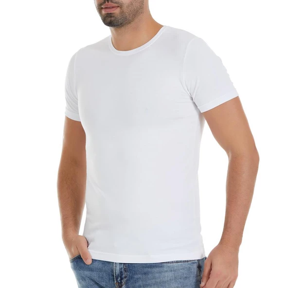 3 Adet Yıldız Erkek Modal Kısa Kollu T-Shirt Fanila Beyaz 335