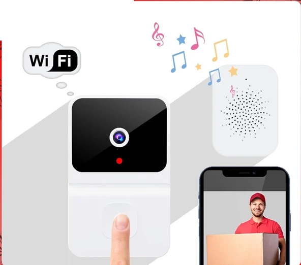 Akıllı Görüntülü Kapı Zili, Ofis Için 2.4GHZ Gece Görüşlü Şarj Edilebilir WiFi Görüntülü İnterkom