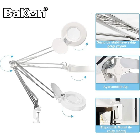 Bakon BK500C-5X 15w Led Akrobat Büyüteç 127 mm 5 Diopter Mercek ( Loop ) - 4