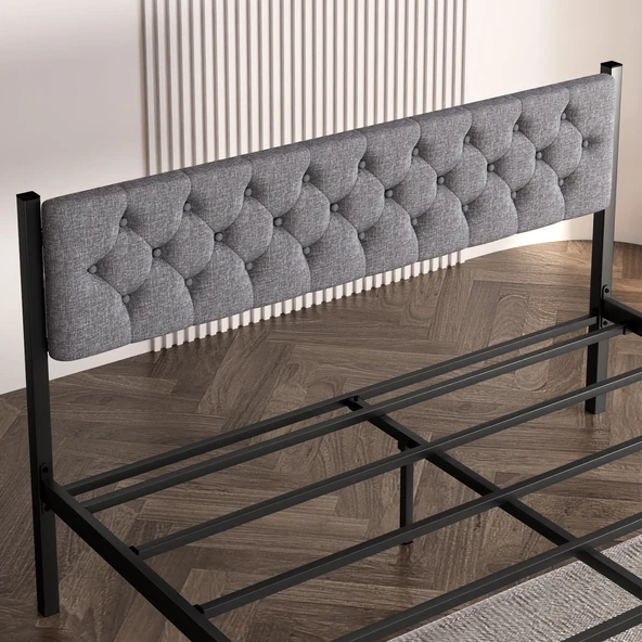 Karyola, Stil Metal Karyola, 150X200 cm, Kapitone İşlemeli Karyola - 4